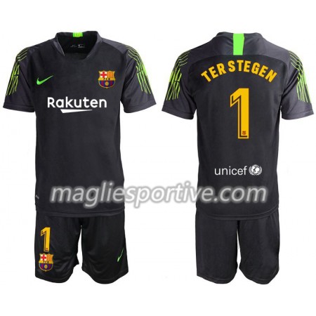 Completo Calcio Barcellona TER STEGEN 1 Portiere Bambino Divisa Trasferta 2019/2020